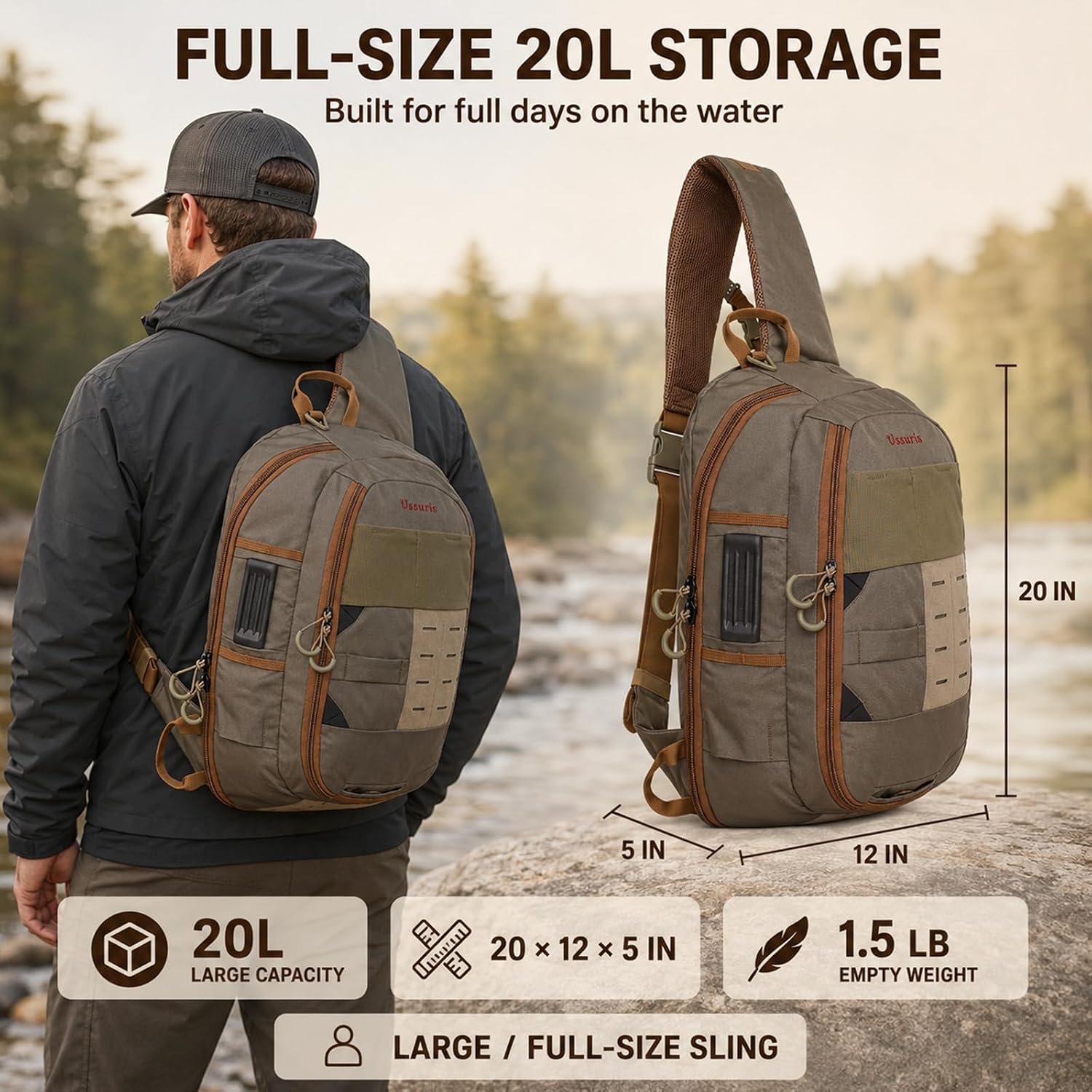Fly Fishing Sling Pack for Wading, Trout and Bass Fishing image 2