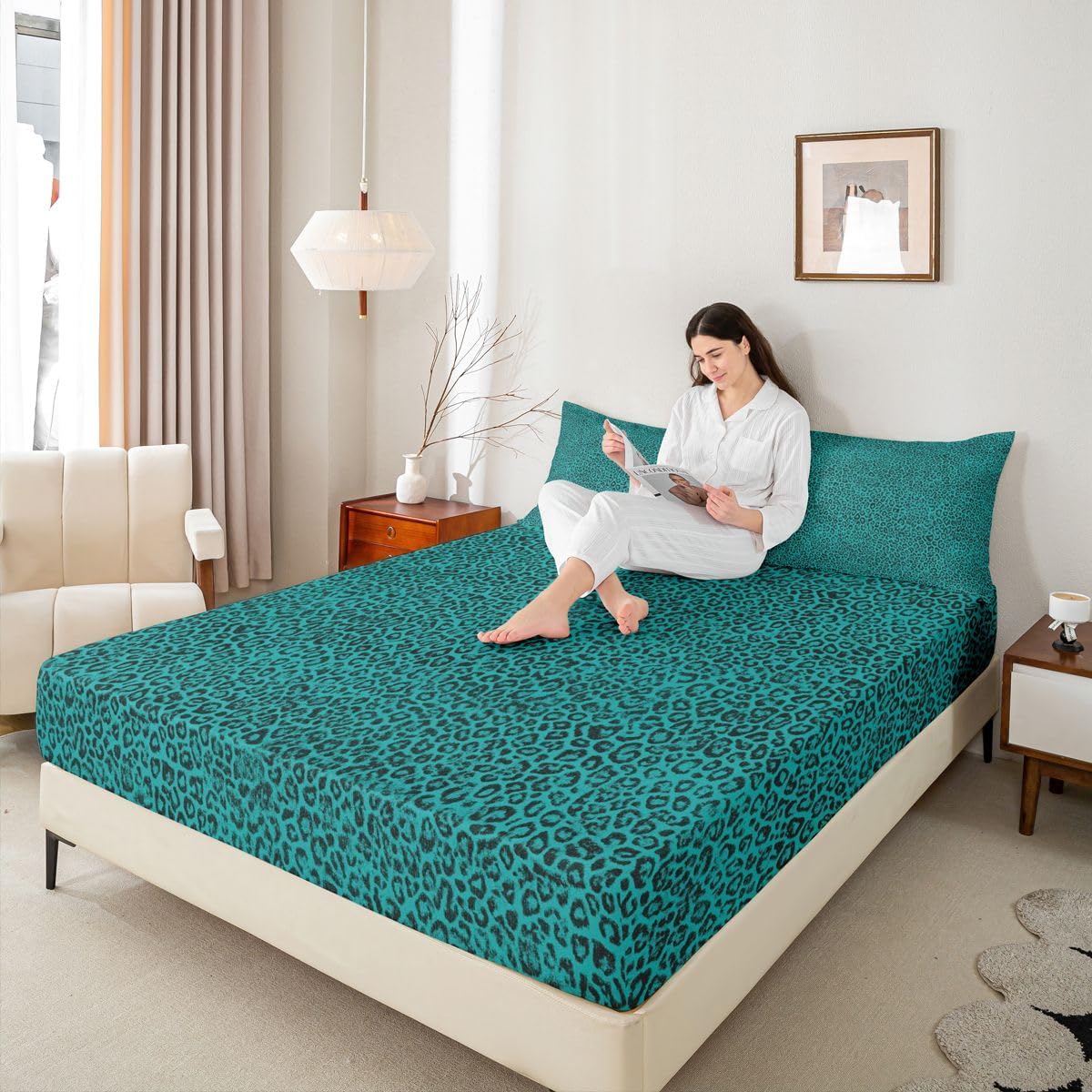 jejeloiu Leopard Print Sheet Twin Size 16" Deep Pocket image 5