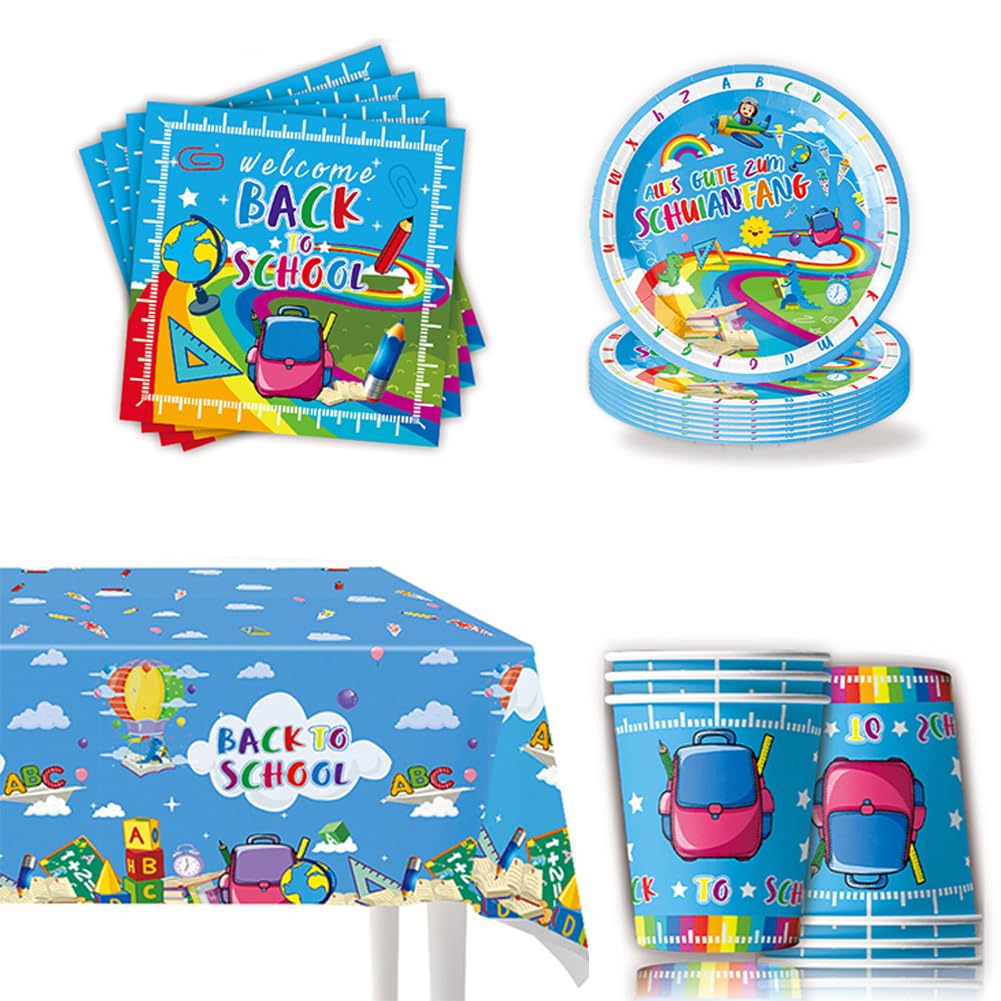 61PCS School Party Tableware Set Back to School Party Decoration,Start of School Party Tableware Set, dinosaur Party Tableware Children's Birthday Start of School Party Set - 20 Guests