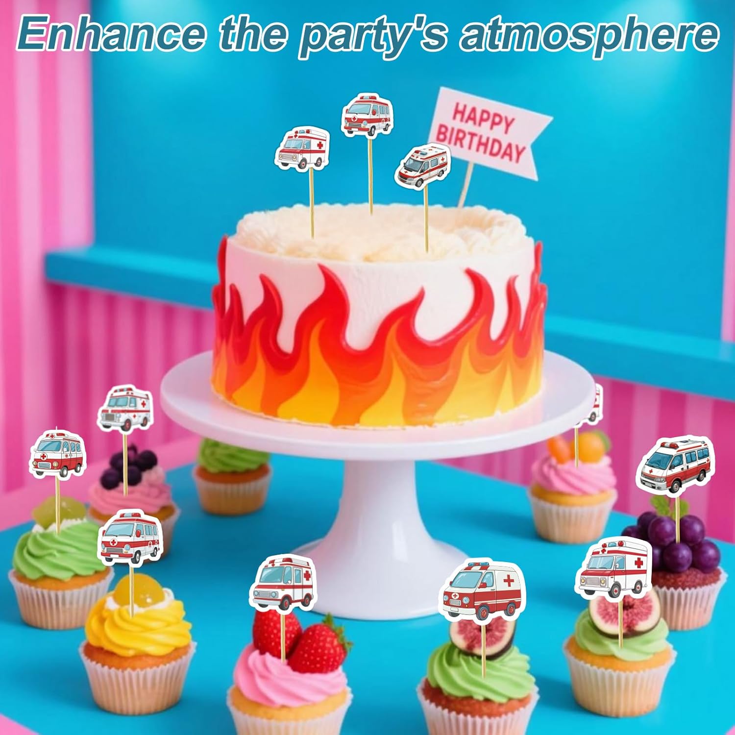 500pcs Ambulance Car Stickers, 12 Fun Styles Rescue Vehicle Stickers Roll Self-Adhesive Ambulance Decals for Kids DIY Crafts Party Favors Scrapbooks Water Bottle Luggage Phone Decorations