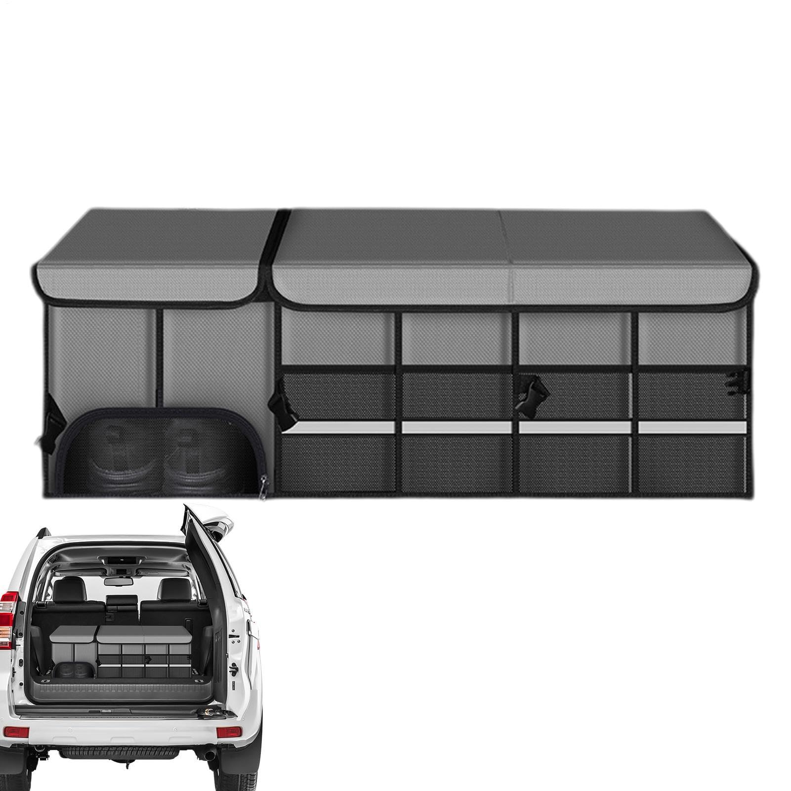Organisateur de coffre de voiture avec couvercle, organisateur de rangement | Organisateur en tissu Oxford peu encombrant, boîte de range