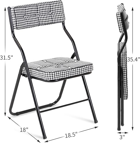 Miniatura 3 de HOMEFUN Juego de 4 sillas plegables acolchadas, sillas de comedor plegables con cojín, asiento adicional portátil y ensamblado para invitados, Negro