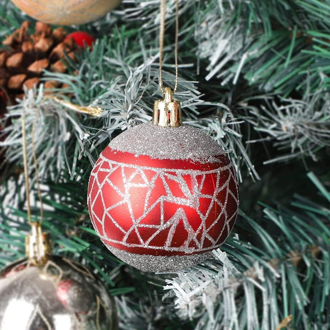 Weihnachtskugeln 30 Stück Weihnachtskugeln, Bruchsichere Christbaumschmuck, Kugeln, Dekorative Hängende Kugeldekorationen Christbaumkugeln(A)