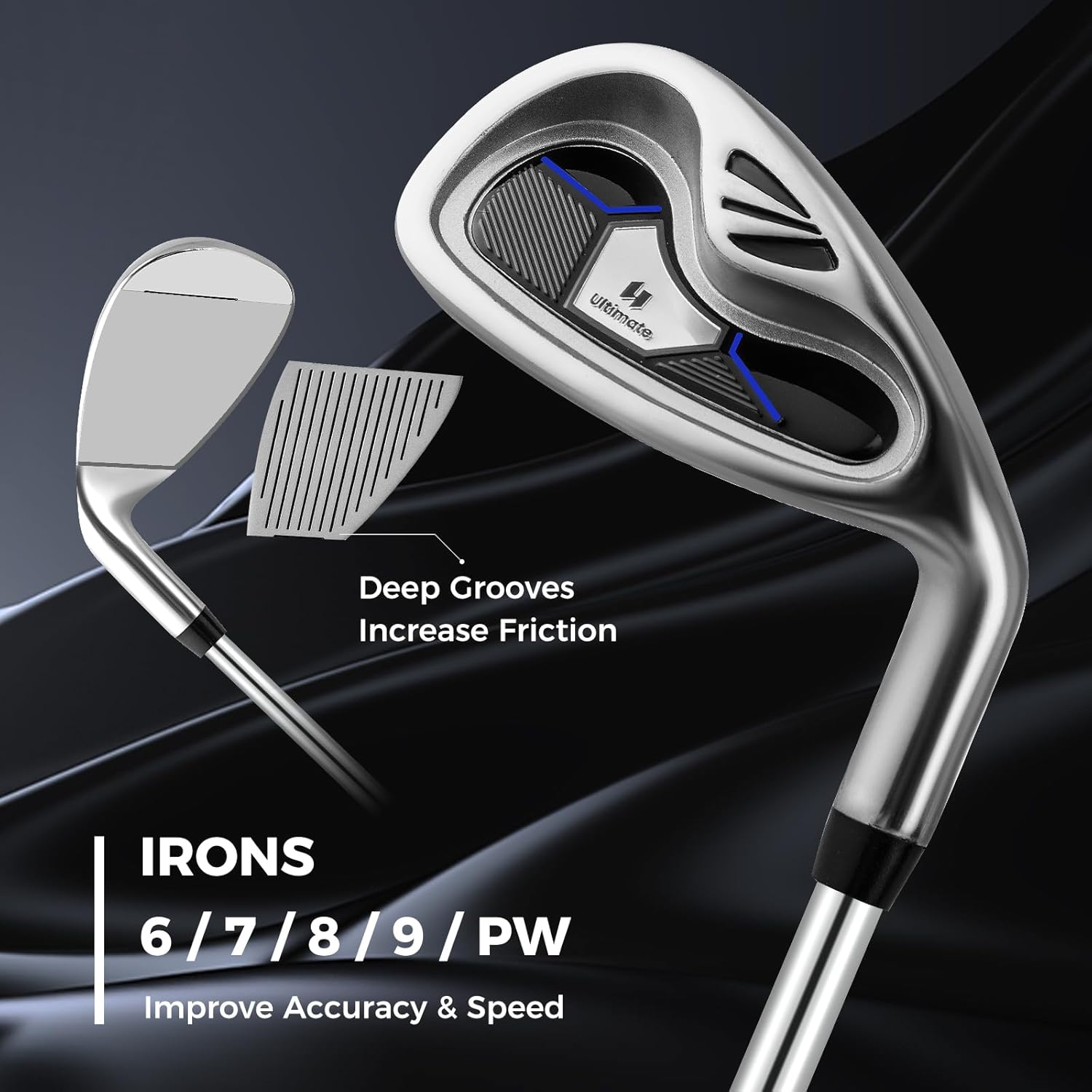 ULTIMATE Men's Golf Club Set, 9-10-Pieces Complete Golf Clubs Set for Men w/ #1 Driver, #3 Fairway Wood, #4 Hybrid w/ 3 Headcovers, #6/#7/#8/#9 Irons, Pitching Wedge, Putter