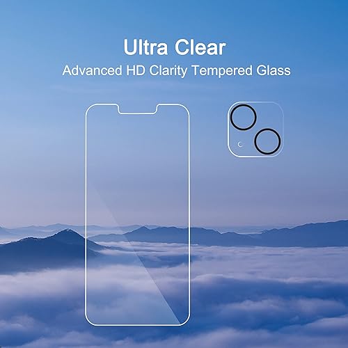 Vista 4 de Ailun 2 Pack Screen Protector for iPhone 13 [6.1 inch Display] with 2 Pack Tempered Glass Camera Lens Protector,[9H Hardness]-HD