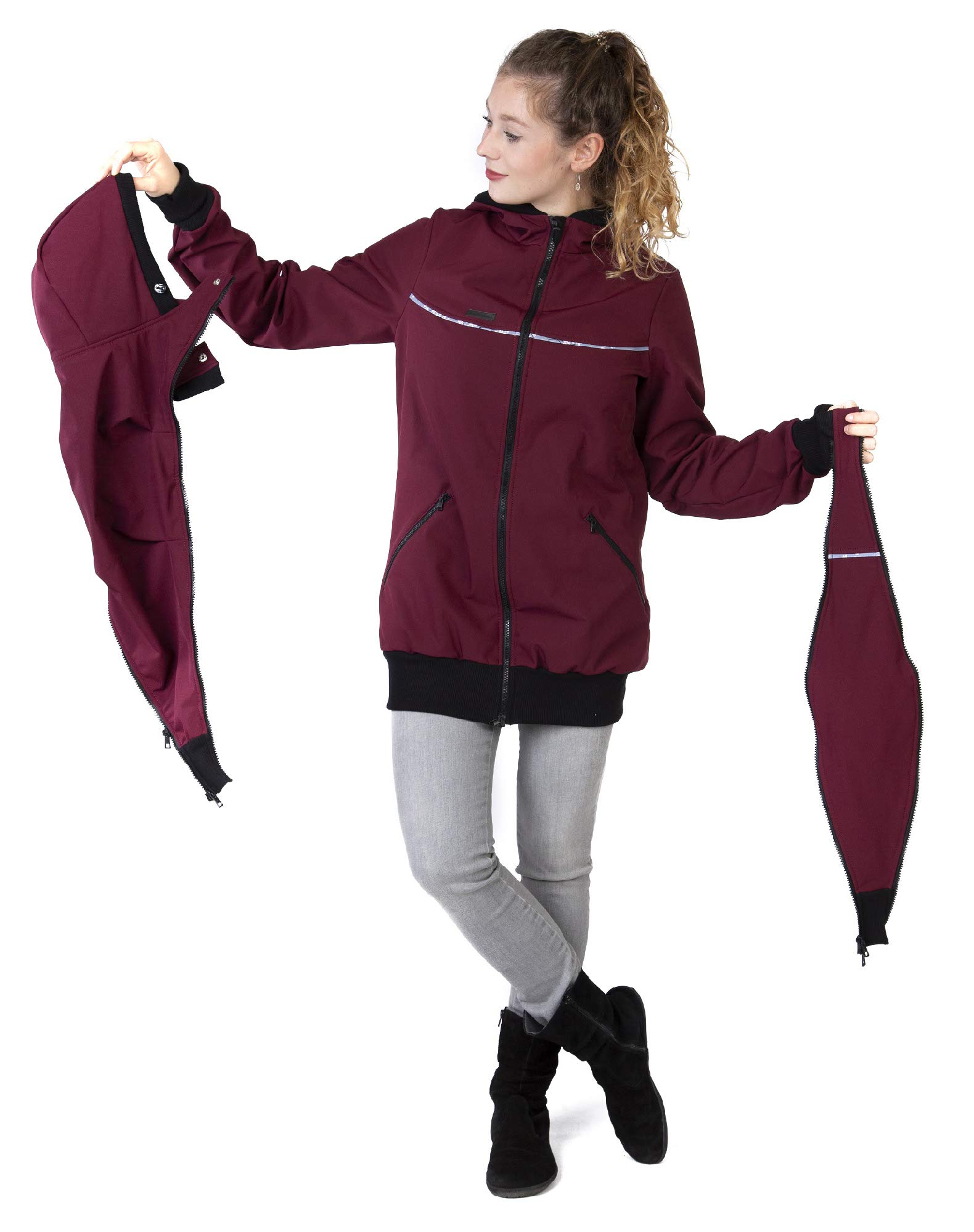 Viva la Mama Veste de portage 4 en 1 pour porter sur le dos ou la poitrine, softshell, veste de grossesse + veste kangourou – Aventuris
