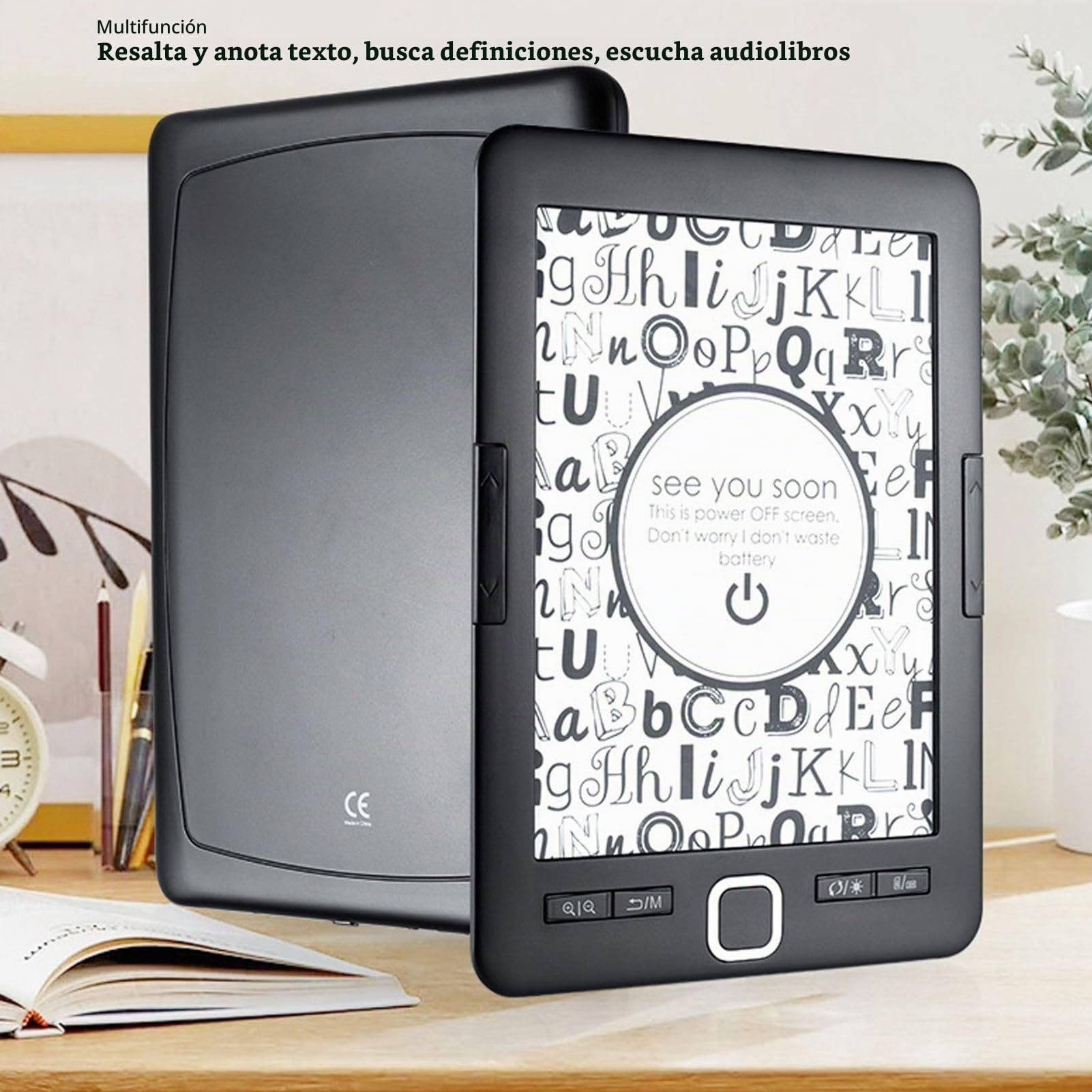 Lector de Libros Electrónicos 8G, Lector Electrónico de Pantalla de Tinta con Protección Ocular de 6 Pulgadas, Dispositivos de Lectura Electrónicos Portátiles de Múltiples