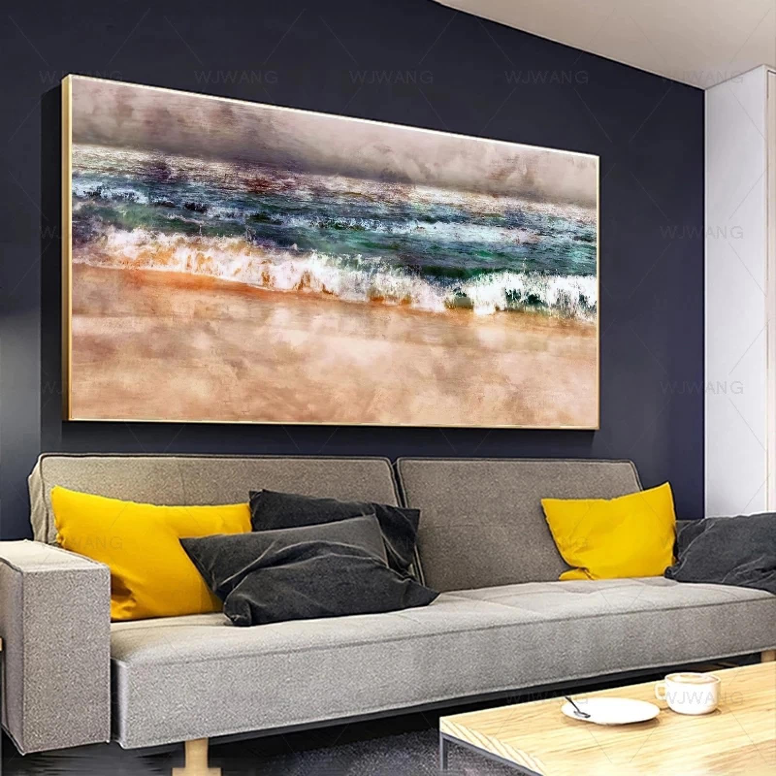 Peinture sur toile abstraite plage pour sublimer votre salon moderne - 8