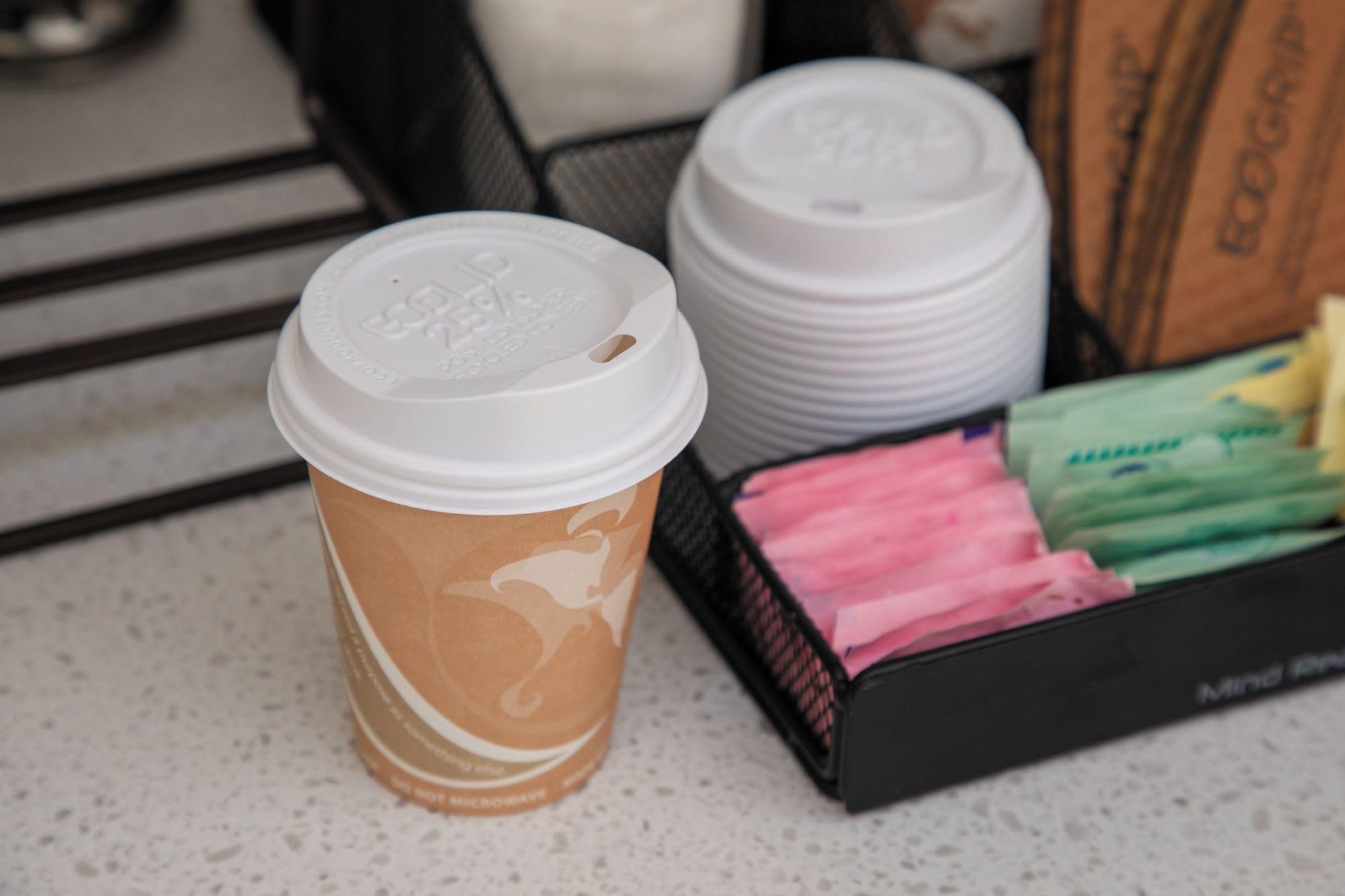 Eco-Products EP-HL8-WR EcoLid White 25% Recycled Polystyrene Lid, For 8oz Hot Cup (10 Packs of 100)