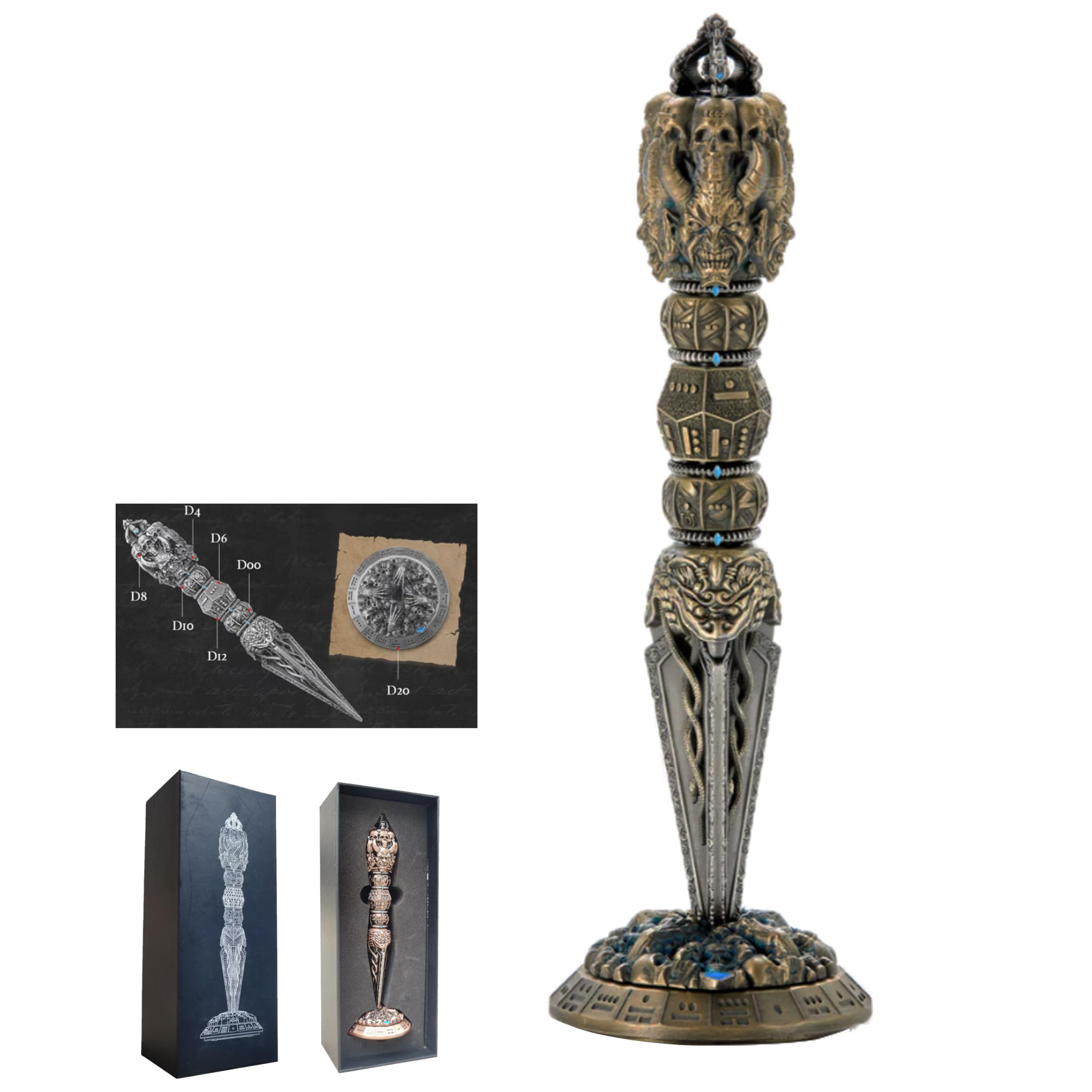 2024 7-in-1 Unique Wand Dice, Dice Spinner | Numbers Inspired by The Magic Wand | Balanced and Fair | Made from Zinc Alloy