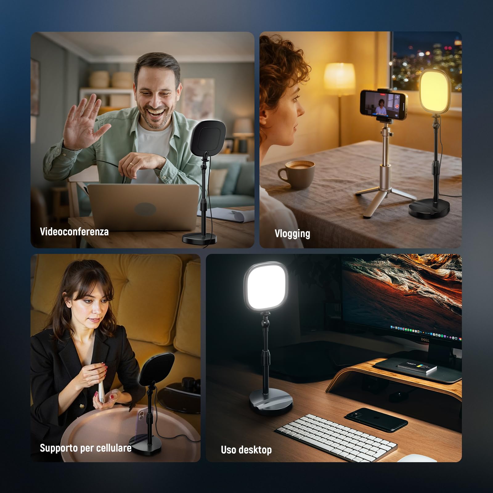 NEEWER BASICS 5" Luce Scrivania per Videochiamate, LED Ring Light a Schermo Intero con Stand, CRI95 10W Bicolore Edge Lit lluminazione Conferenze Zoom Streaming Computer Laptop Webcam Telefono, NL10