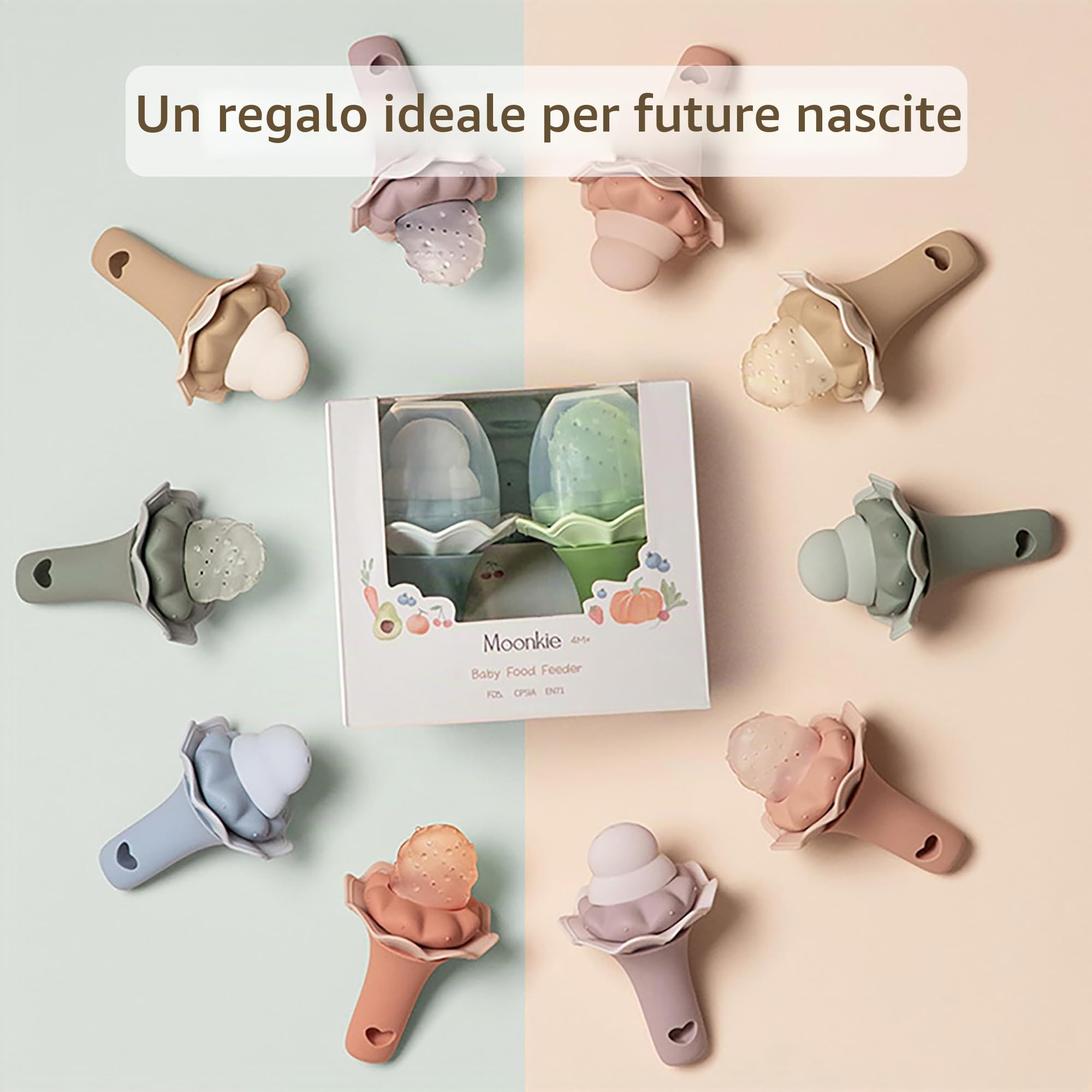 Moonkie succhietto per bambini con vassoio per congelatore, silicone senza BPA, 1 pezzo