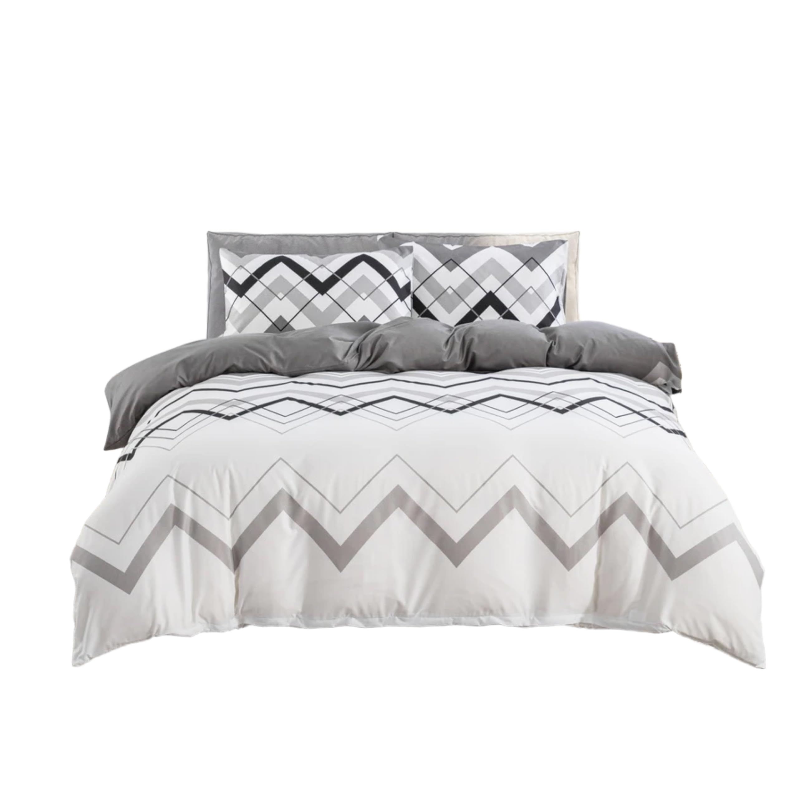 Housse de couette 155x220 zigzag gris pour illuminer votre chambre à coucher