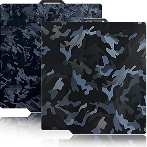257x257mm Camouflage+High-Rise Build Plate for Bambu Lab X1/X1C/X1E/P1P/P1S/P2S/A1,Double Sided Smooth Flexible Spring Steel Plate Heated Bed Platform for Bambu Lab 3D Printers