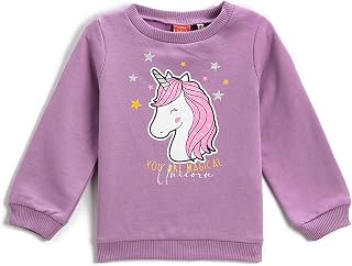 Koton Babe Girl's Unicorn Printed Sweatshirt Crew Neck Long Sleeve Cotton, Lila (370), 6-9 Months