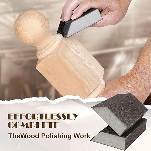 Miniatura 4 de Bloques de lijado en ángulo de grano 80, bloque de arena de esponja gruesa, lavable y reutilizable, bloque de papel de lija húmedo y seco para