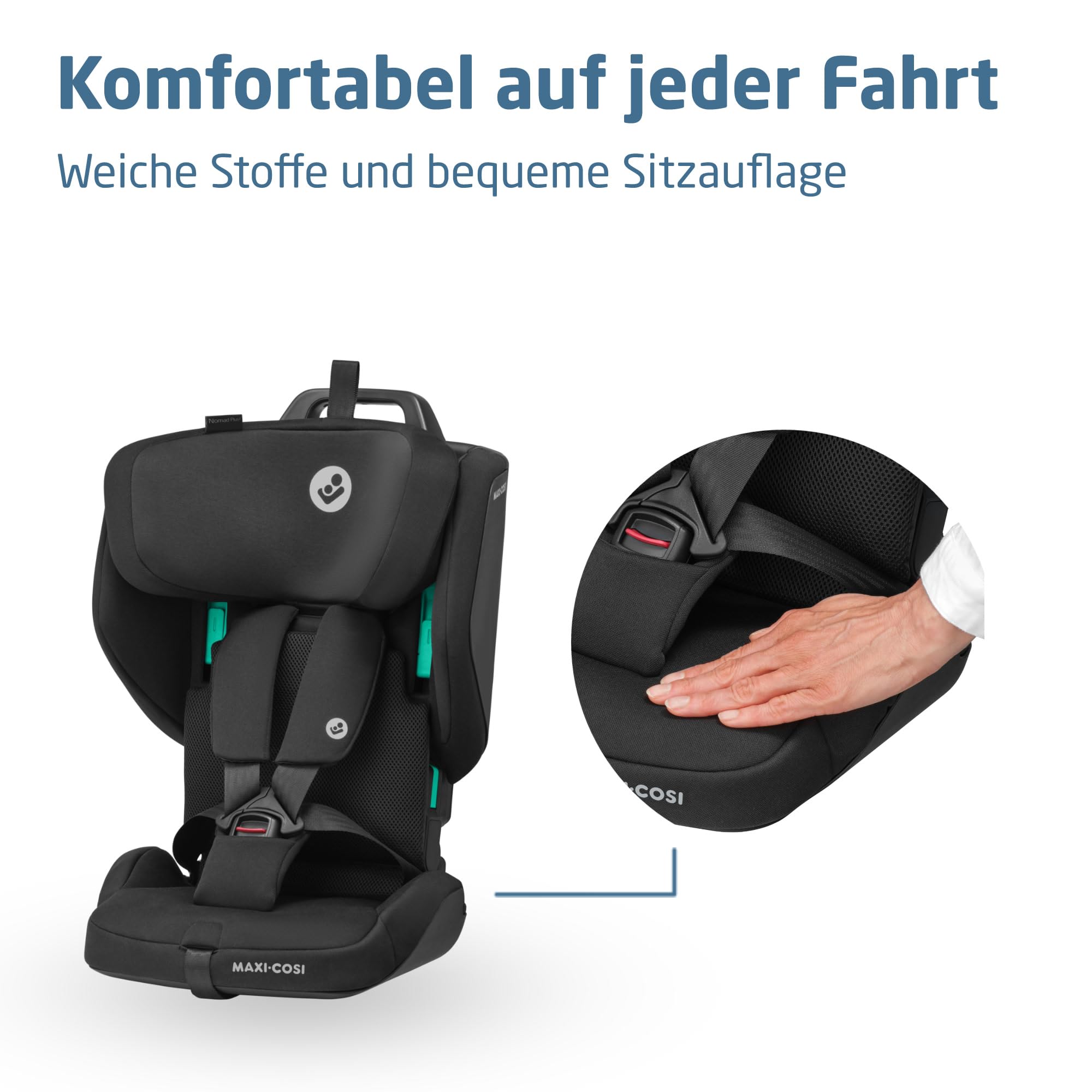 Maxi-Cosi Nomad Plus2, Klappbarer Kindersitz, 76-105 cm, Authentic Black | 15 Monate - 4 Jahre, Tragbarer Reiseautositz, Superkompakt & Leicht, Seitenaufprallschutz, Reisetasche Inklusive