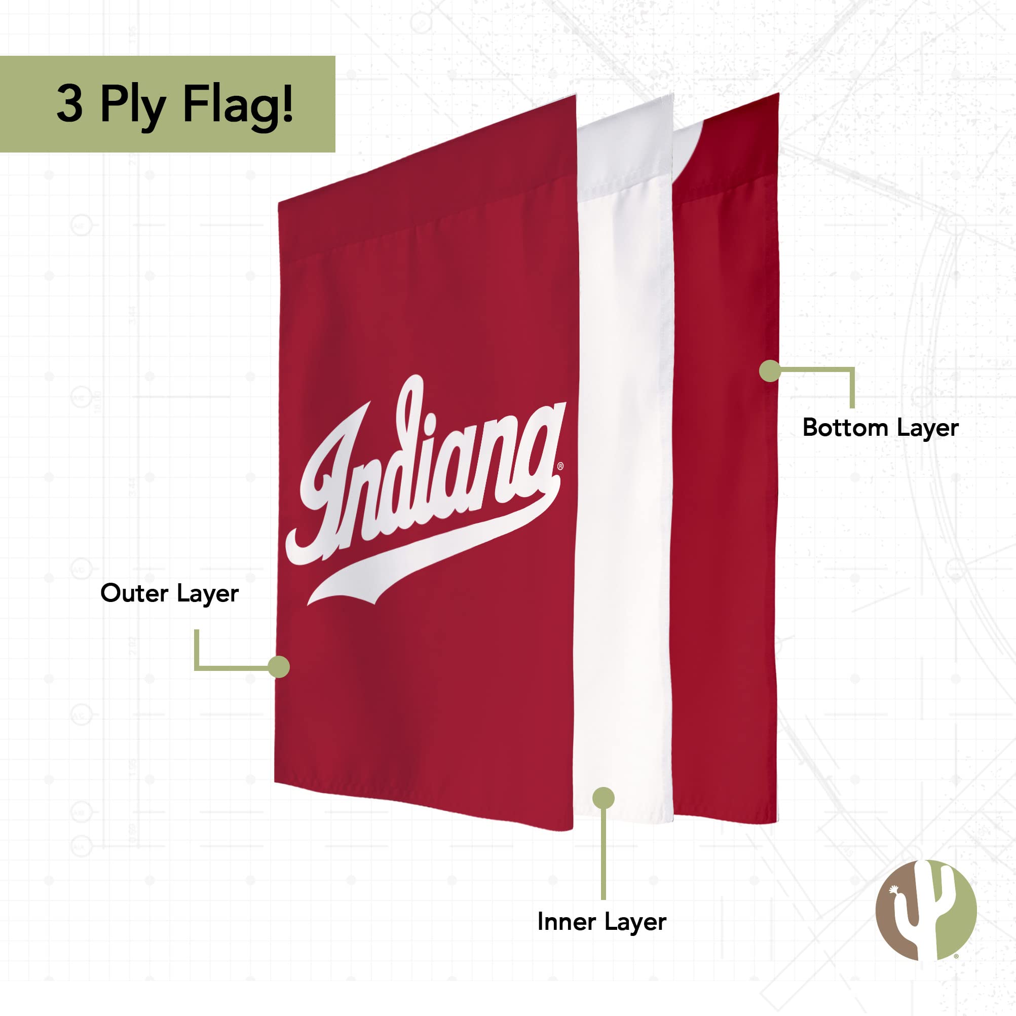 Indiana University Hoosiers Double Sided Garden Flag | Officially Licensed Bloomington Banner - 100% Polyester