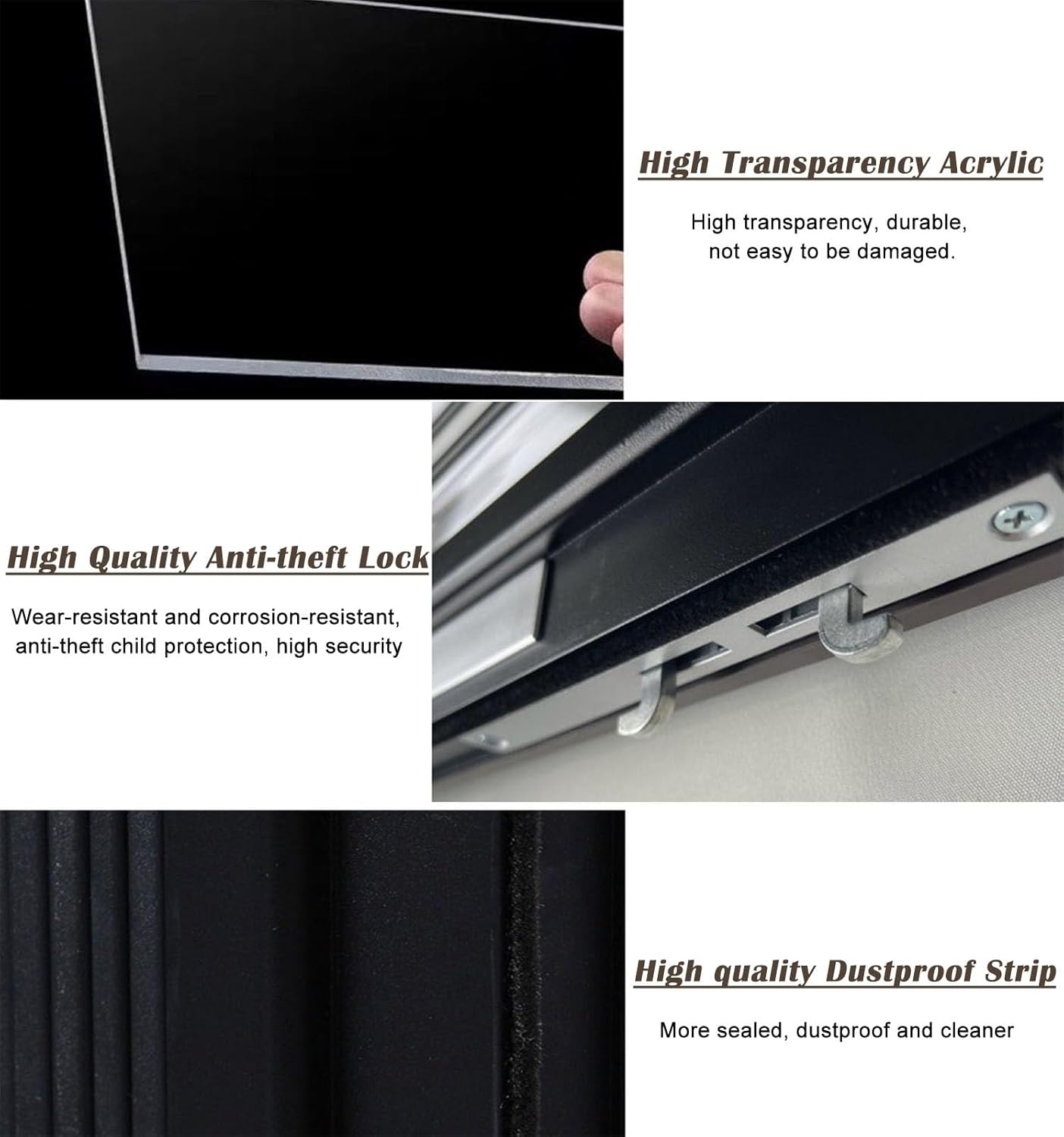 Clear Gloss Acrylic Folding Doors with Lockable Handle - Magnetic Sliding Room Divider for Kitchen & Bathroom, Black Concertina Door with Upper & Lower Tracks (24x96in)