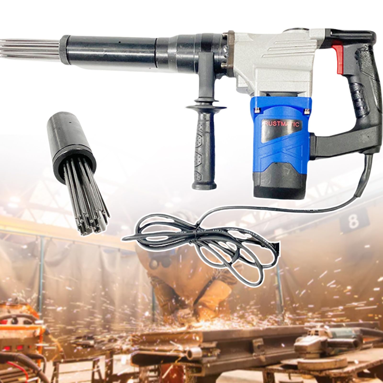 Herramienta Para Quitar ÓXido, Raspador De Agujas EléCtrico De Alta Potencia De 1100W, Raspador De Agujas De Grado Industrial, Para Quitar ÓXido, Escoria De Soldadura Y Pintura,110v
