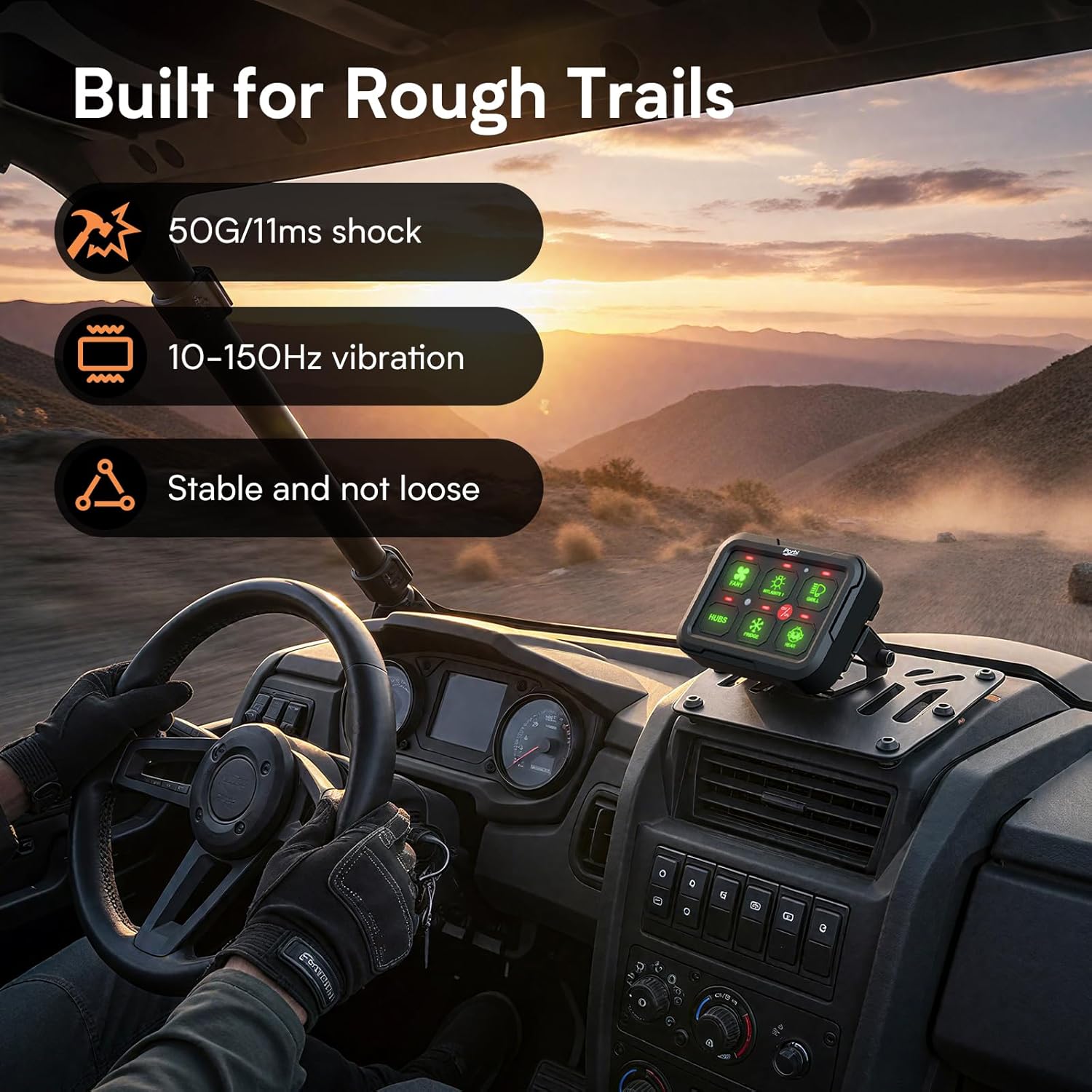 RGB 6 Gang Switch Panel, Universal Circuit Control Relay System, Momentary Toggle Pulsed Memory Function, Automatic Dimmable, 12-24V Light Switch Panel for Truck UTV Car Boat, IP65, 2 Years Warranty