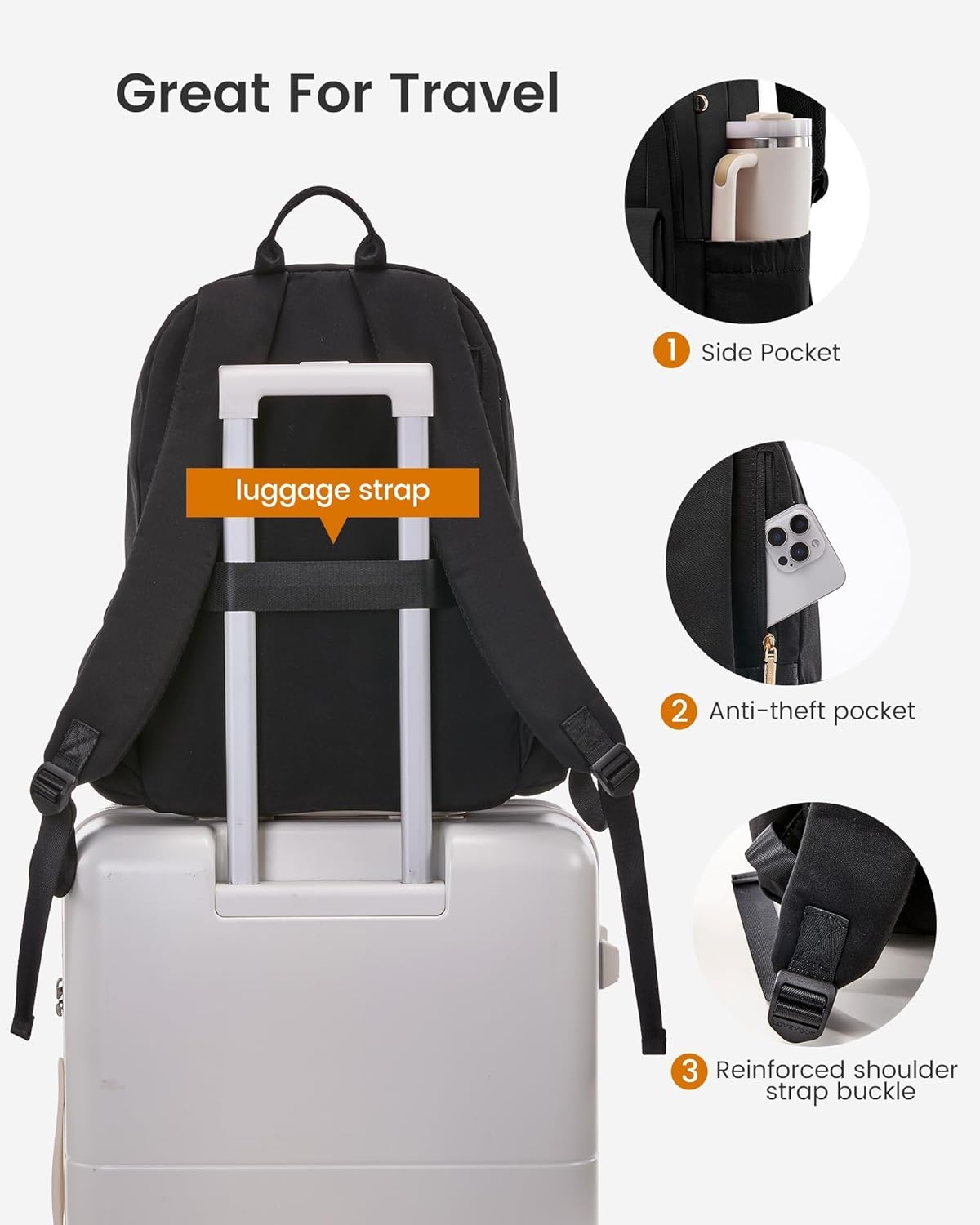 LOVEVOOK School Backpack for Girls Boys,Bookbag for Teen with Pouch Pocket for Large Capacity Cup, Waterproof School Bookbag, Preppy Backpack Travel Daypack with 15.6 inch Laptop Compartment - Image 8