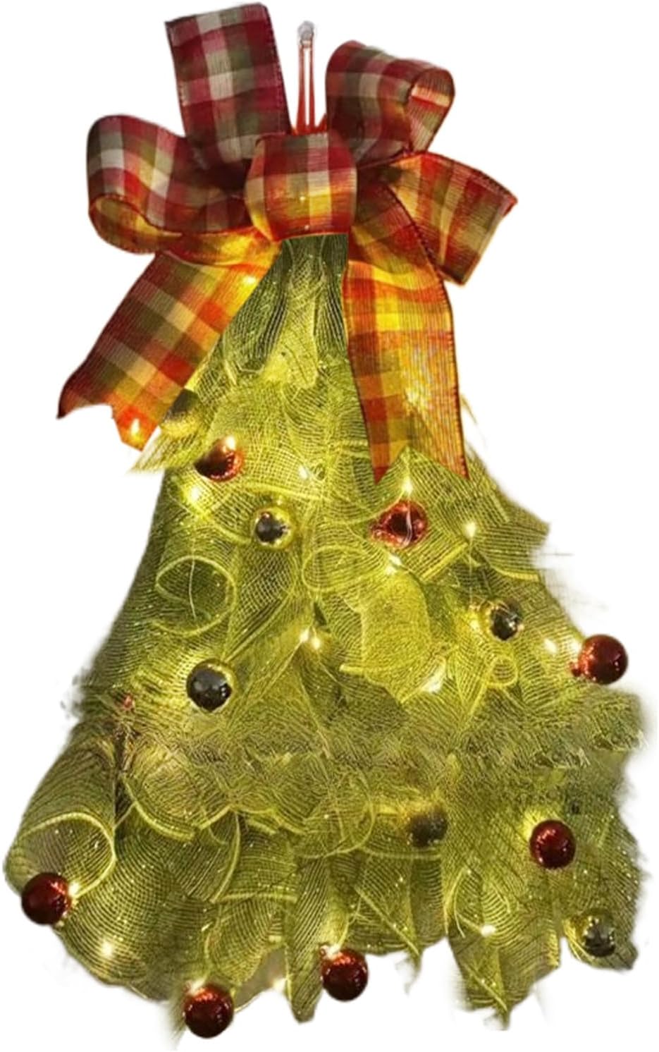 Handmade Christmas Swag 50x23cm, Realistic Pine Garland with Bow and LED Illumination, Festive Decoration for Doors, Mantels, Porch, Indoor, Outdoor Use