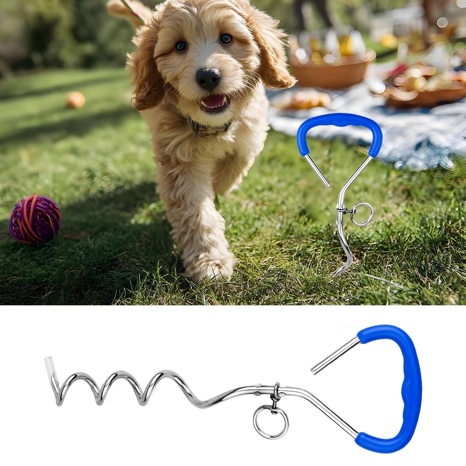 Pallone di ancoraggio, 40 cm x 9 cm, 1 pezzo, ancoraggio a terra, per cani di grandi dimensioni, ancora, blu/nero