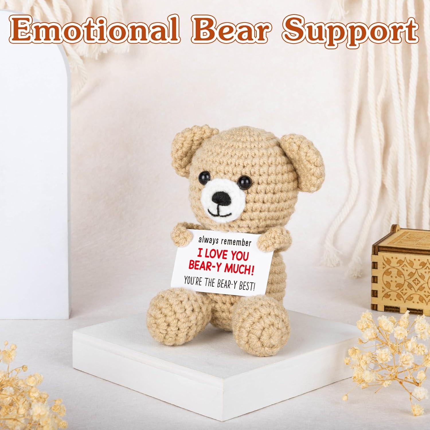 WELLBANEE Mini Crochet Bear Gifts for Her Him, Wife Husband Girlfriend Boyfriend I Love You Gift, Anniversary Birthday Gifts, Handmade Bear Small Stuff Things - Image 6