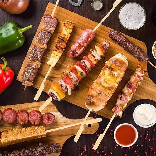 Miniatura 4 de 200 Pinchos de madera de bambú natural de 7.1 pulgadas para barbacoa, aperitivo, fruta, cóctel, fuente de chocolate, parrilla, cocina, campamento al