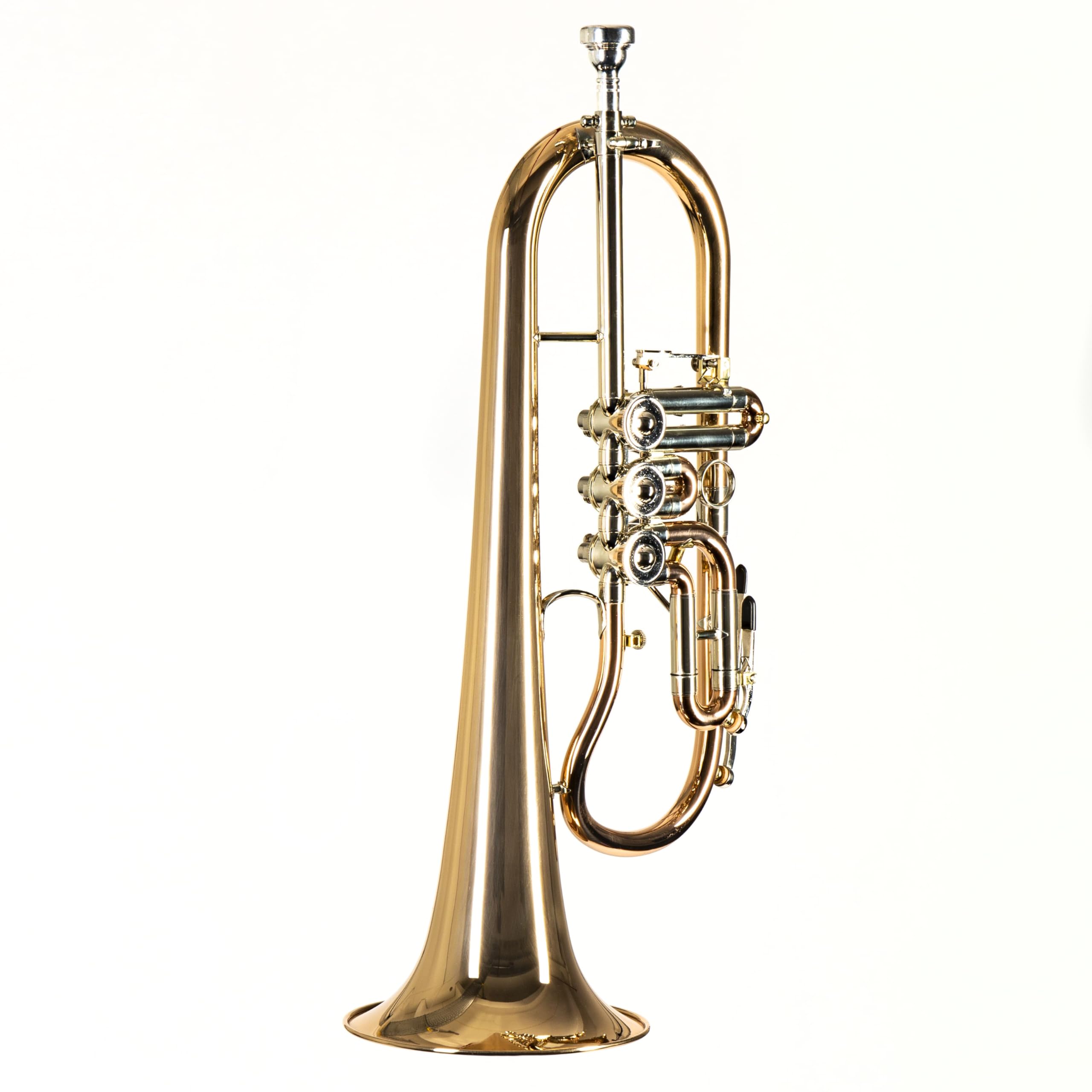 Monzani MZFH 1050L Bb-Flügelhorn, Drehventil, Goldmessing Korpus, Neusilber Mundrohr, Klarlack Finish, Inklusive Koffer, Mundstück, Ideal für Einsteiger