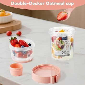 3 Pcs Overnight Oats Container, Yogurt Pots with Lid and Spoon