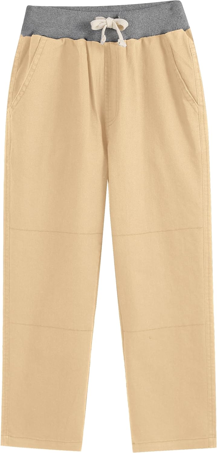 Boys School Uniform Jogger Pants Kids Stretch Drawstring Joggers with Pockets Toddl...