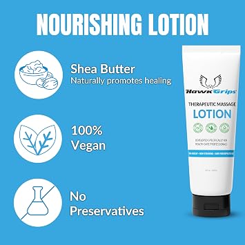 HawkGrips 8oz Therapeutic Massage Lotion for Massage Therapy, Unscented, Professional, Scraper Tool Massage Lotion, Deep Tissue, Cupping Therapy, Non-Greasy, Non-Staining, Shea Butter, Pack of 1