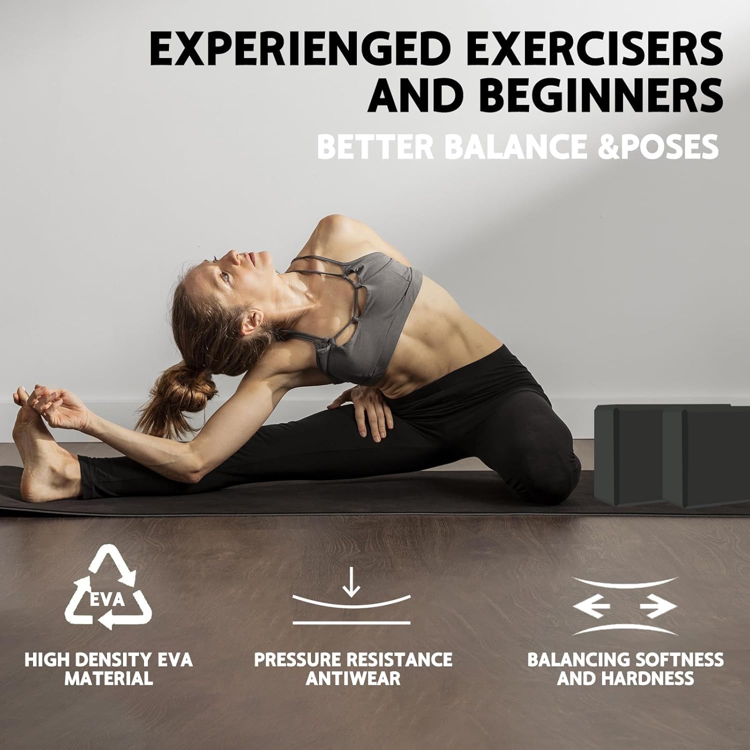 Lot de 2 blocs de yoga et sangles de yoga souples et antidérapantes, anneau en D en métal de 2,4 m pour yoga, fitness, pilates, étirements et tonification