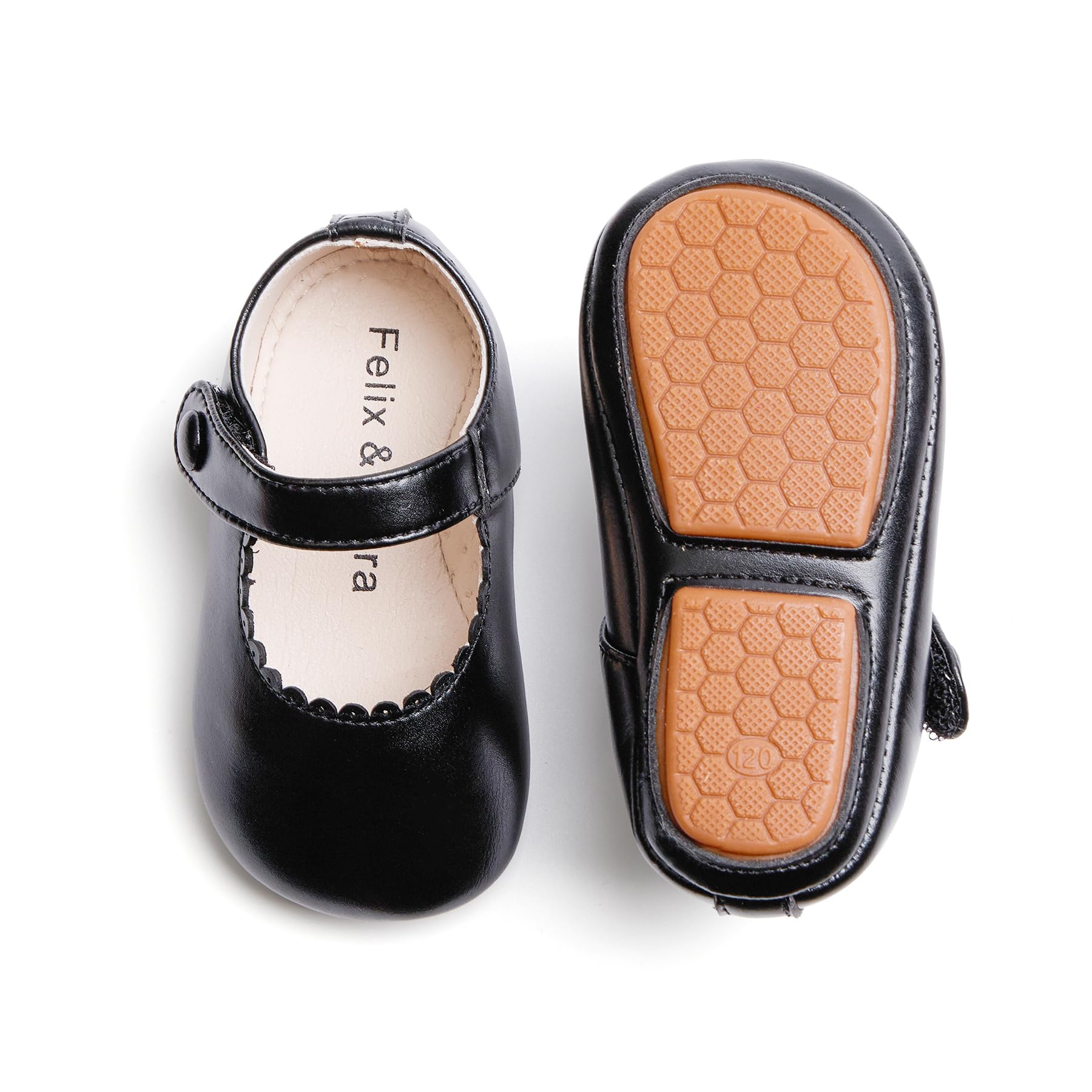 Felix & Flora Soft Sole Black Baby Dress Shoes - Infant Baby Walking Shoes Moccasins Rubber Sole Crib Shoes(Black,2.5-3 Years Toddler)