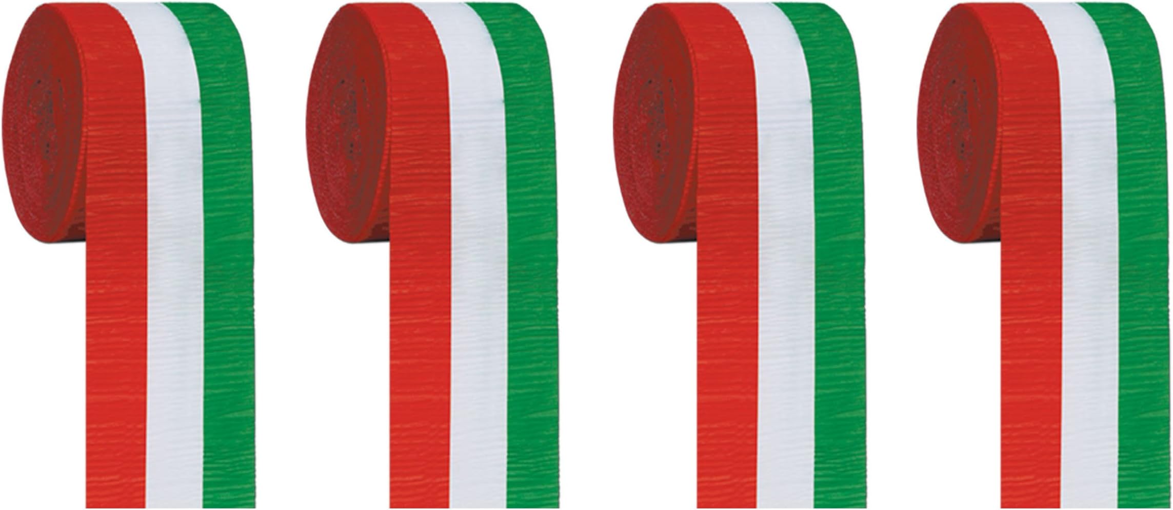Beistle , 4 Piece Crepe Streamers, 2.5" x 30' (Red/White/Green)