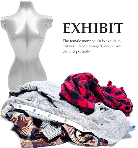Miniatura 8 de Torso de maniquí femenino, inflable, medio cuerpo, camisa de torso de exhibición, modelo de mujer, maniquí de parte superior del cuerpo, accesorios