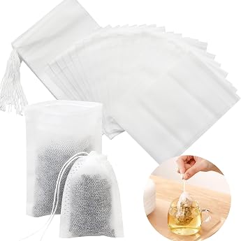 200 St ck Einweg Teebeutel 10 x 15cm Teefilter aus Vliesstoffe Leeres Teefilterbeutel mit Kordelzug f r Tee Gew rz Kr uter