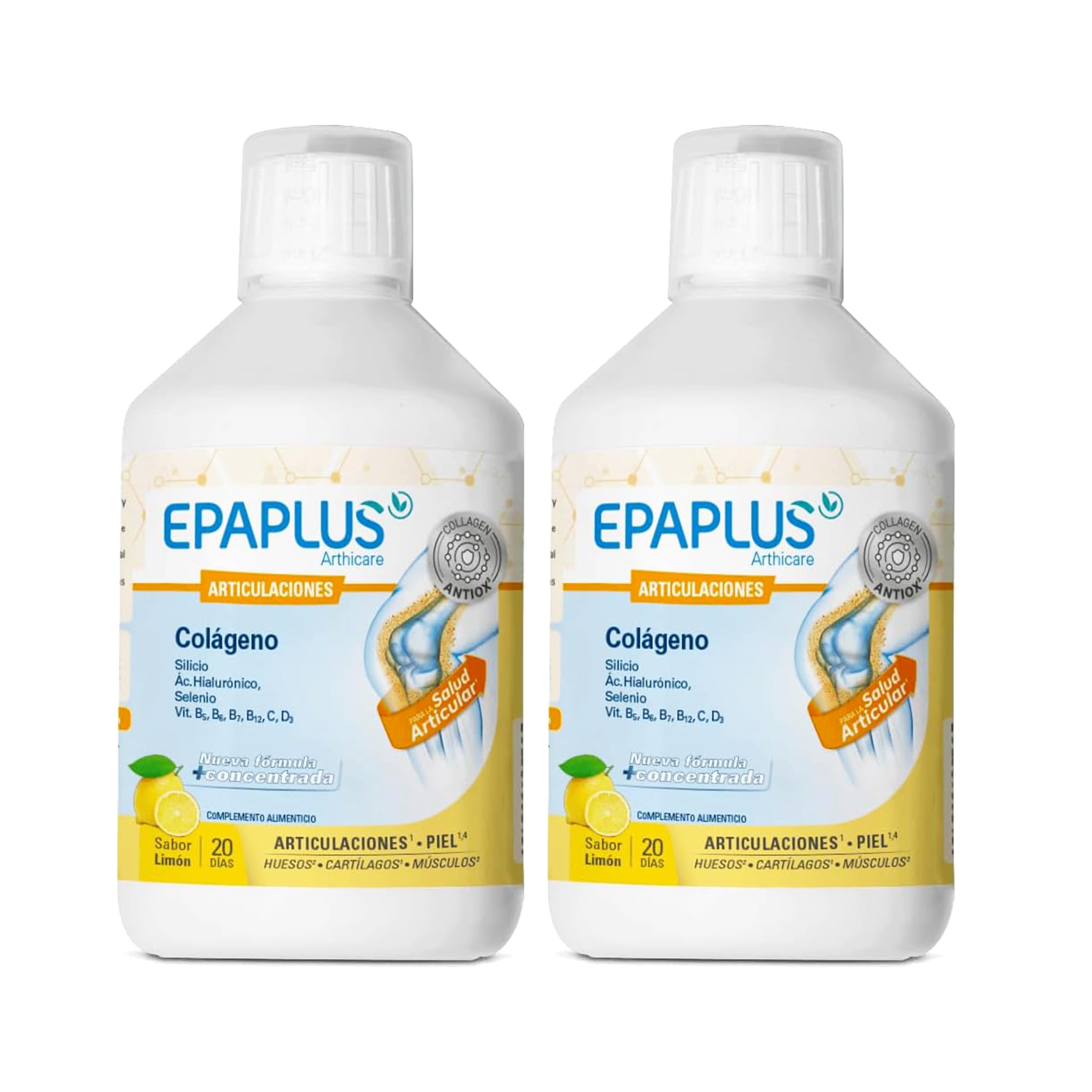 EPAPLUS Articulaciones Pack 2 Unidades Colágeno Líquido Sabor Limón 500 ml – Ayuda a la Movilidad y Salud Articular – Con Vitamina C – Tratamiento 40 Días