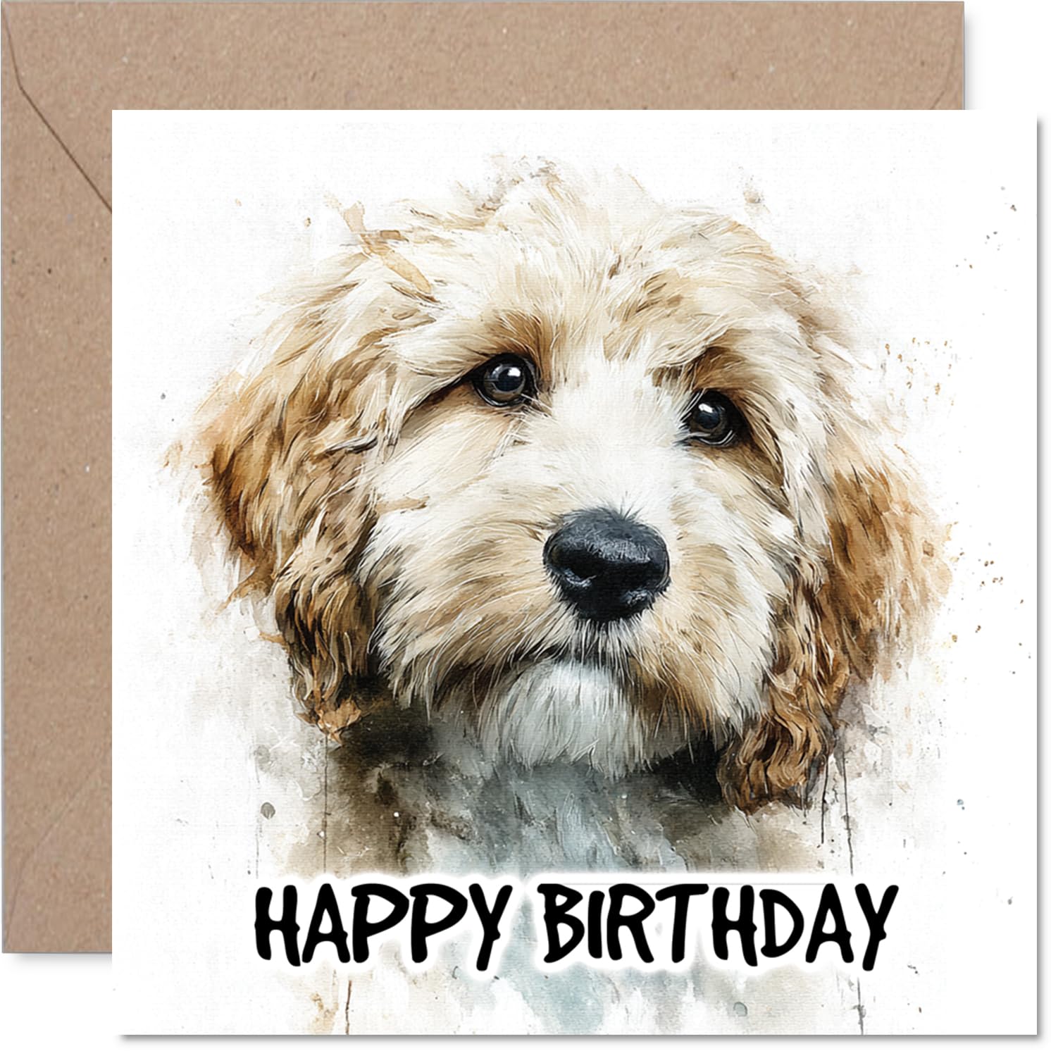 Cockapoo Birthday Card for Men Women - Dog Breeds - Happy Birthday Card for Brother Sister Auntie Uncle, 145mm Bday Greeting Cards