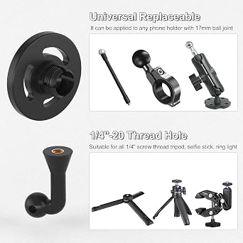 Magnetic Phone Tripod Mount Adapter with 1/4-20 Screw Hole, Compatible with Magsafe for iPhone 17/16/15/14/13 Plus Pro Max Mini Series, Adjustable Phone Holder for Tripod, Ring Light, Selfie Sticks