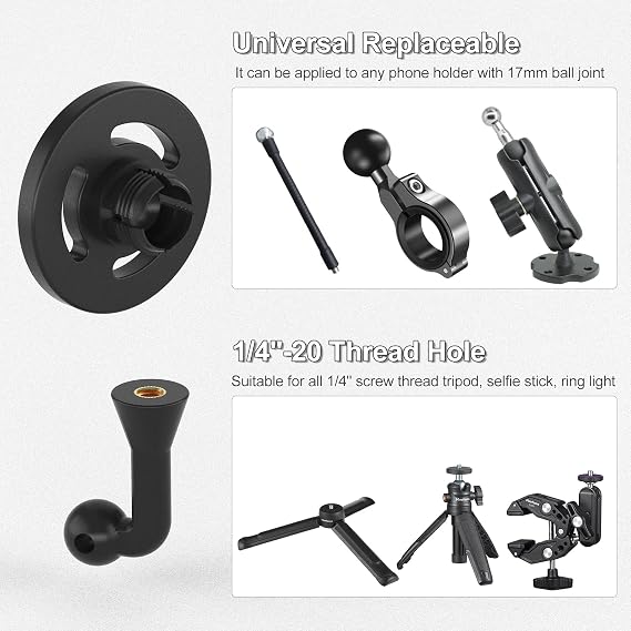 Magnetic Phone Tripod Mount Adapter with 1/4-20 Screw Hole, Compatible with Magsafe for iPhone 17/16/15/14/13 Plus Pro Max Mini Series, Adjustable Phone Holder for Tripod, Ring Light, Selfie Sticks