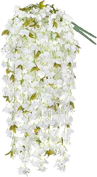 Ammyoo 2 PCS Artificial Bougainvillea Bouquet Flowers,49 inches Triangle Plum Blooming Silk Bouquet for Home Centerpieces Garden Party Indoor Outdoor Spring Summer DecorationWhite