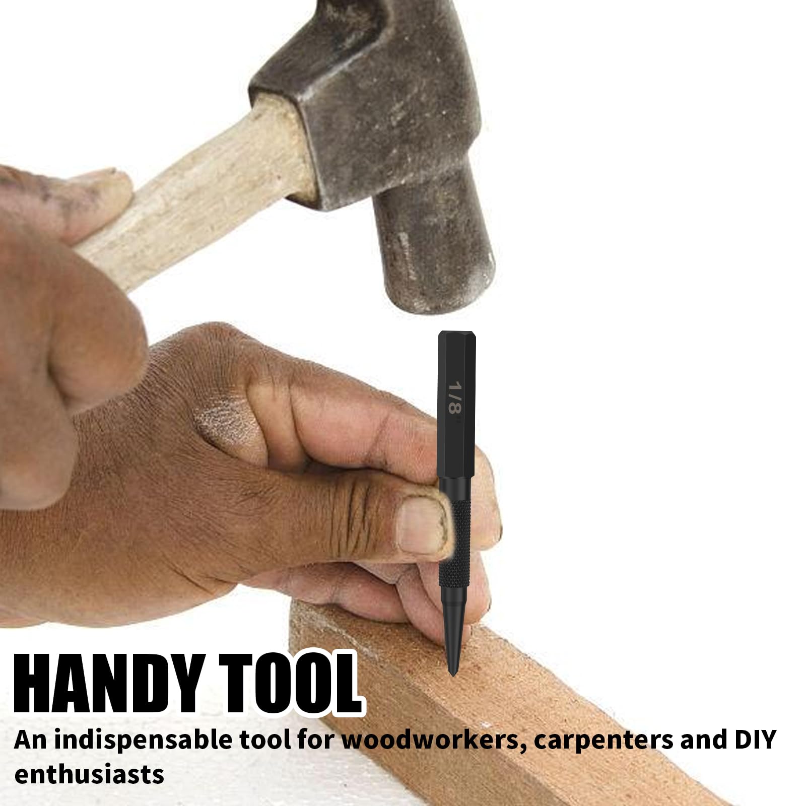 8Pcs Center Punch, Alloy Steel Nail Punch, Non Slip Easy to Use Centre Punch, Precision Drilled Nail Punch Efficient Convenient Centre Punch Safe Stable Nail Punch Suitable for Plastics