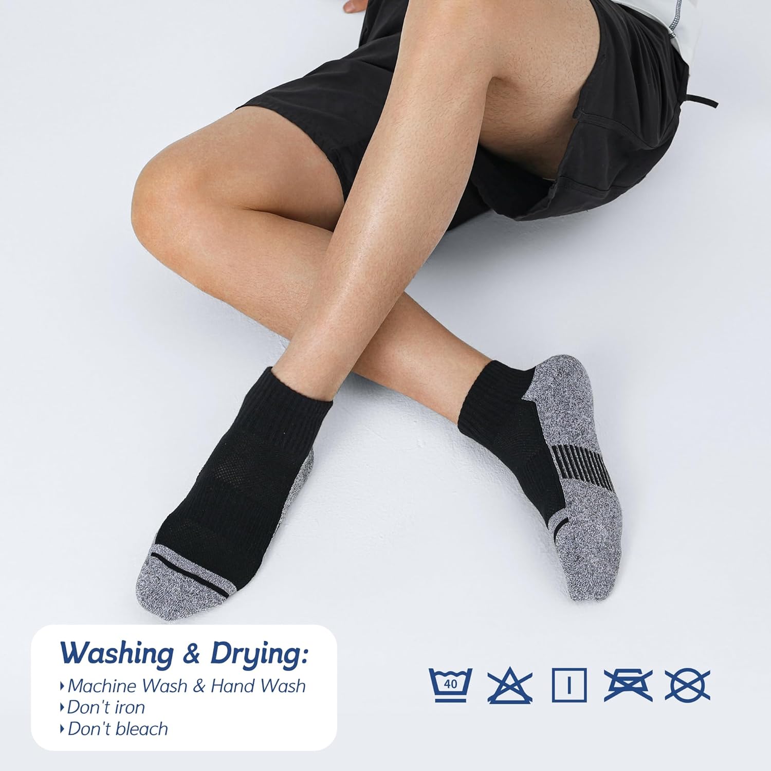 Ankle Socks for Men with Cushion 5 Pack Men's Athletic Cushioned Running Cotton Sports Quarter Socks - Image 7