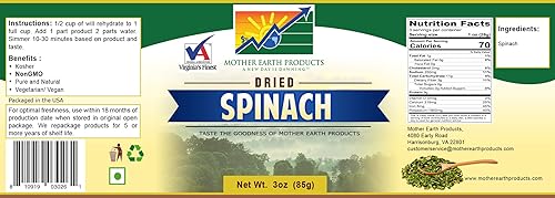 Miniatura 3 de Mother Earth Products Tarro de espinacas deshidratado