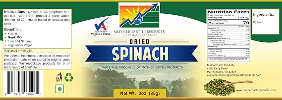Mother Earth Products Dehydrated Spinach Jar
