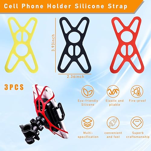 Miniatura 2 de 3 bandas de soporte para teléfono de bicicleta, correa elástica de silicona de seguridad para teléfono inteligente para motocicleta, soporte de