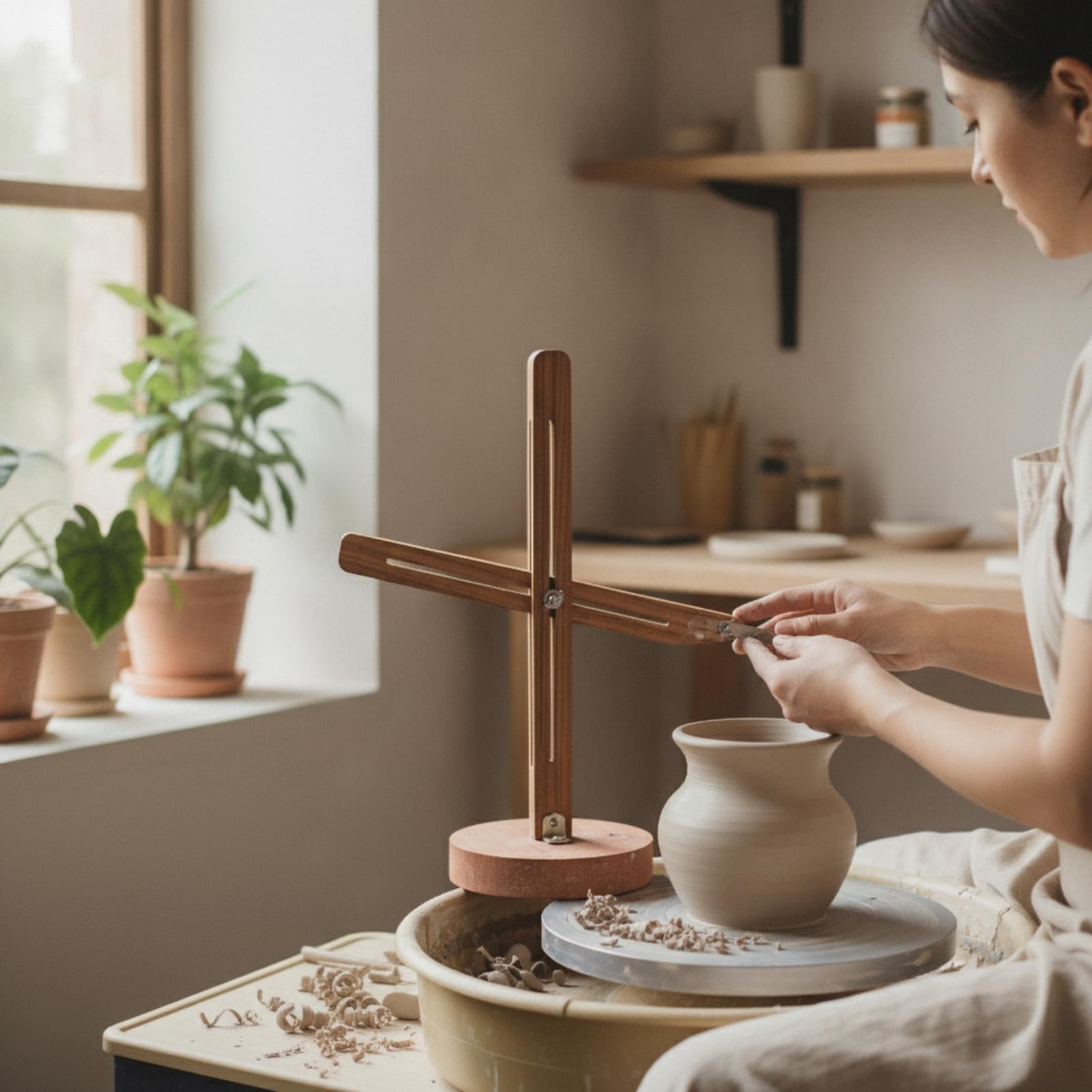 Strumento di Sagomatura per Ceramica con Base Rotonda E Hardware in Acciaio Inox per Regolare le E Mantenere le Dimensioni Adatto per Artisti E Appassionati